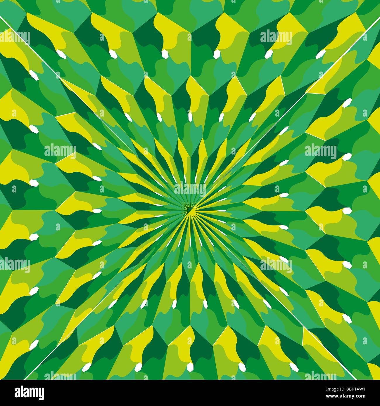 Green radial pattern. Vector sunburst design. Emerald ray arrangement. Geometric starburst effect. Stock Vector