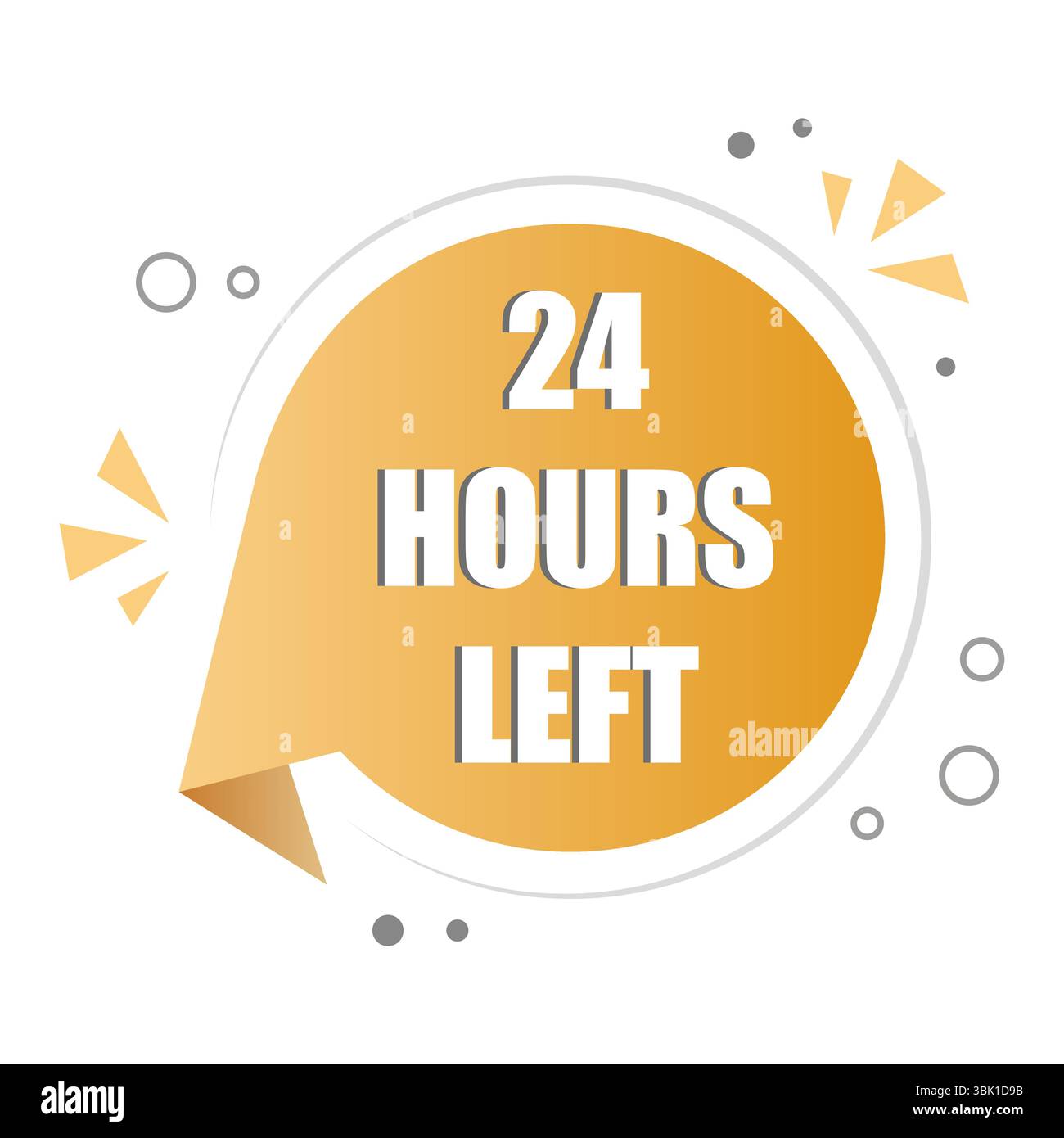 Time countdown label. Twenty four hours left. Orange clock badge ...