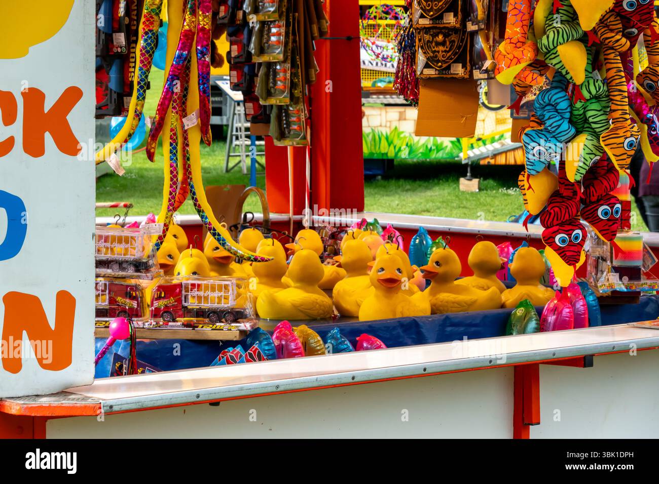 A Funfair Stall In Saffron Walden Essex England Featuring A Duck a-funfair-stall-in-saffron-walden-essex-england-featuring-a-duck