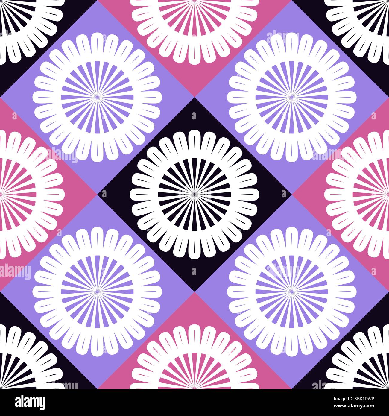 Picture of Mandalas on colourful tiles seamless geometric pattern vector ...