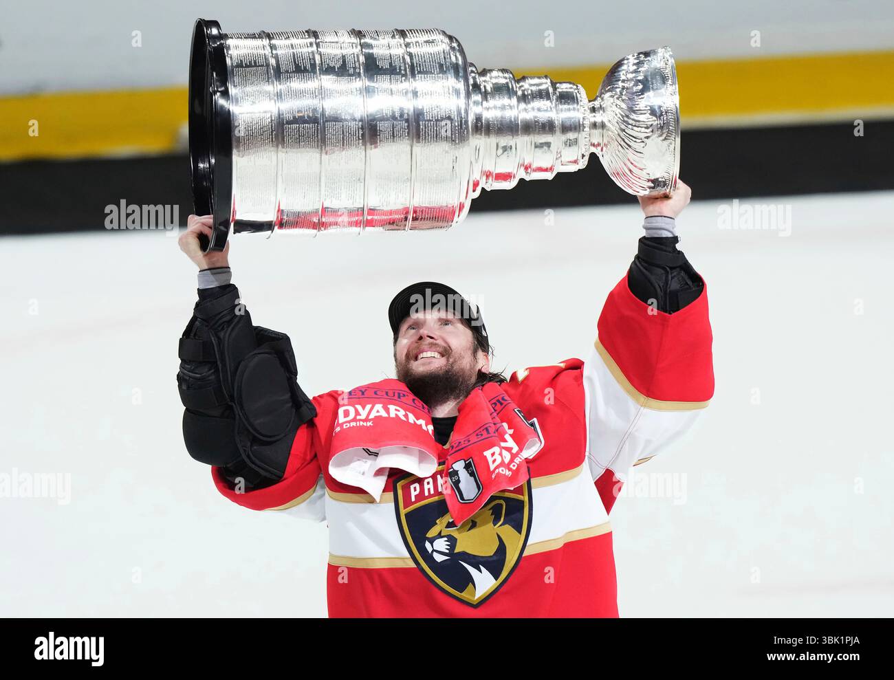 Florida Panthers goalie Sergei Bobrovsky (72) raises the Stanley Cup ...