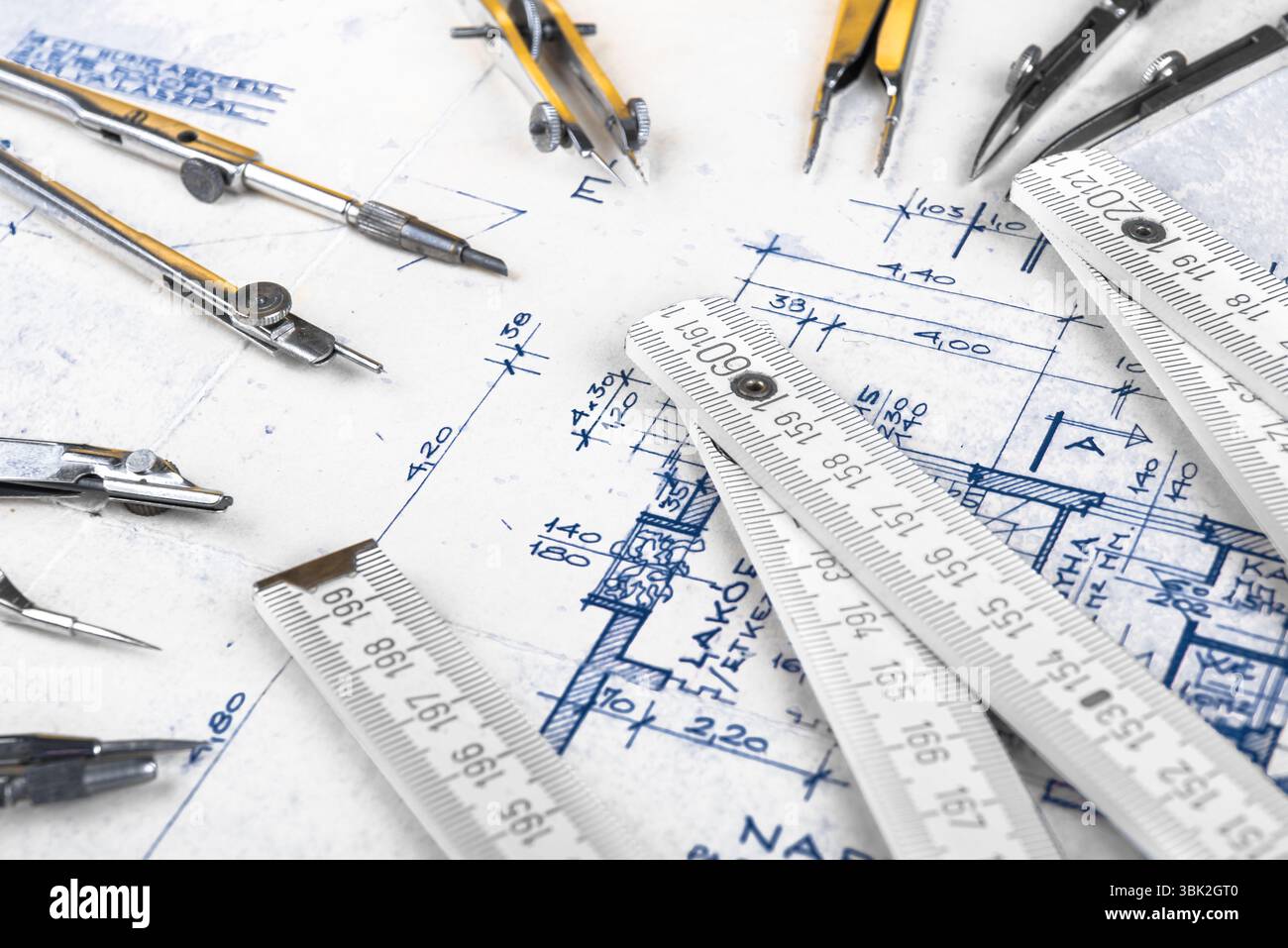 The part of architectural project with bow Stock Photo