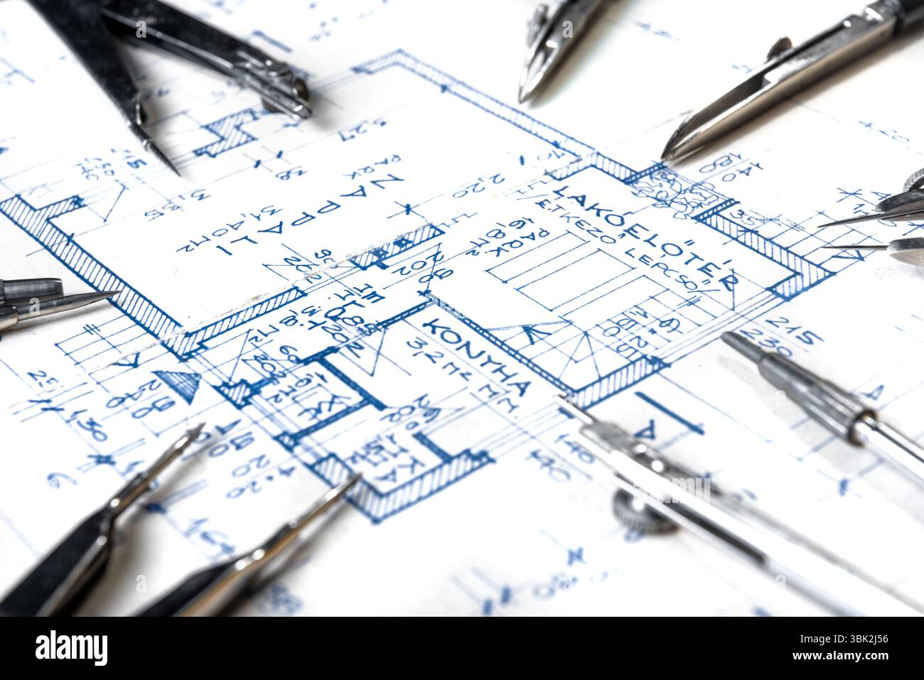 The part of architectural project with bow Stock Photo
