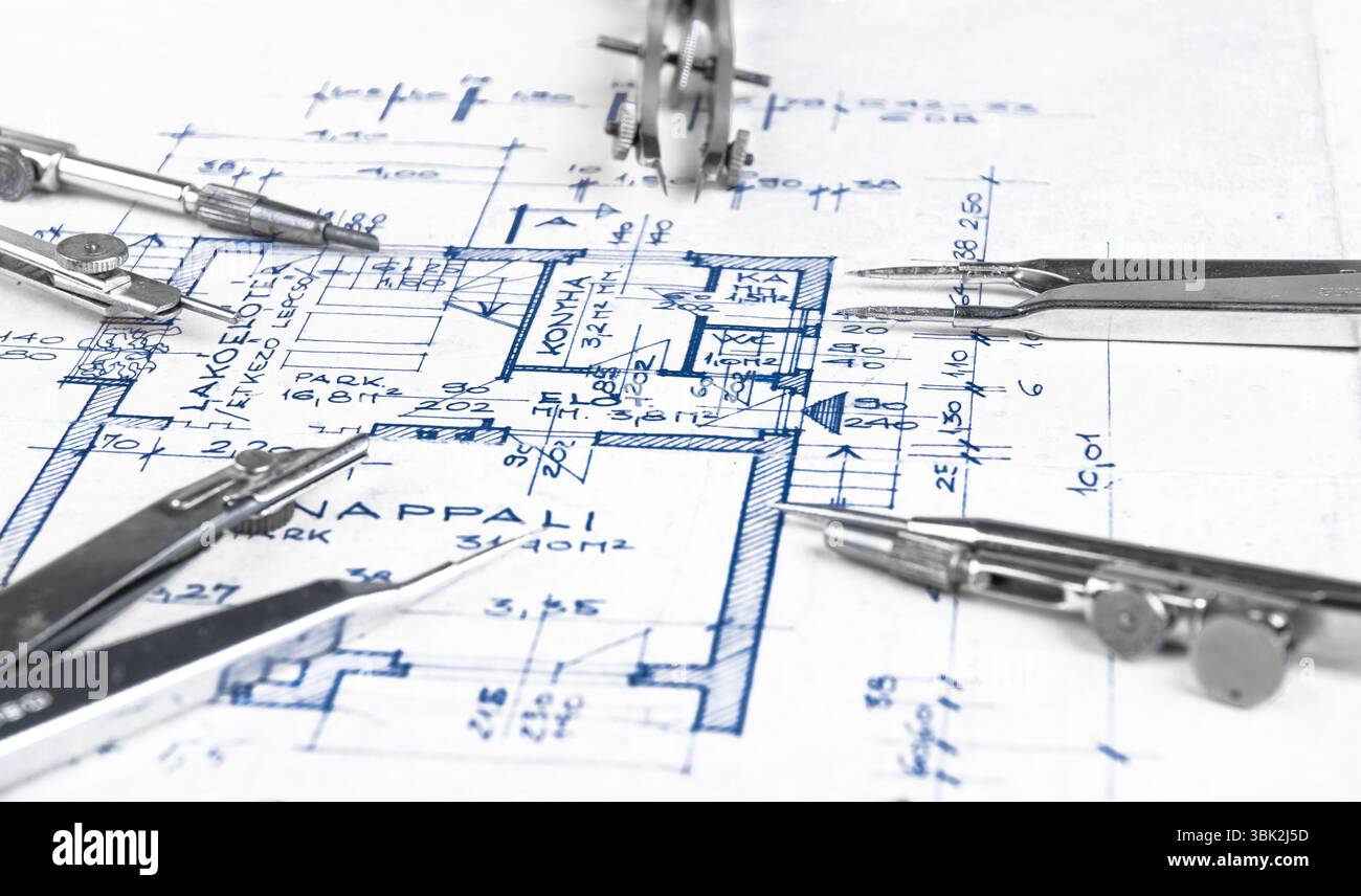 The part of architectural project with bow Stock Photo
