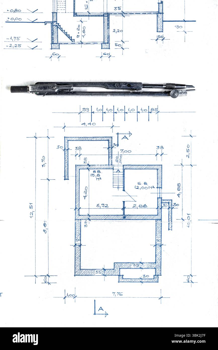 The part of architectural project with bow Stock Photo