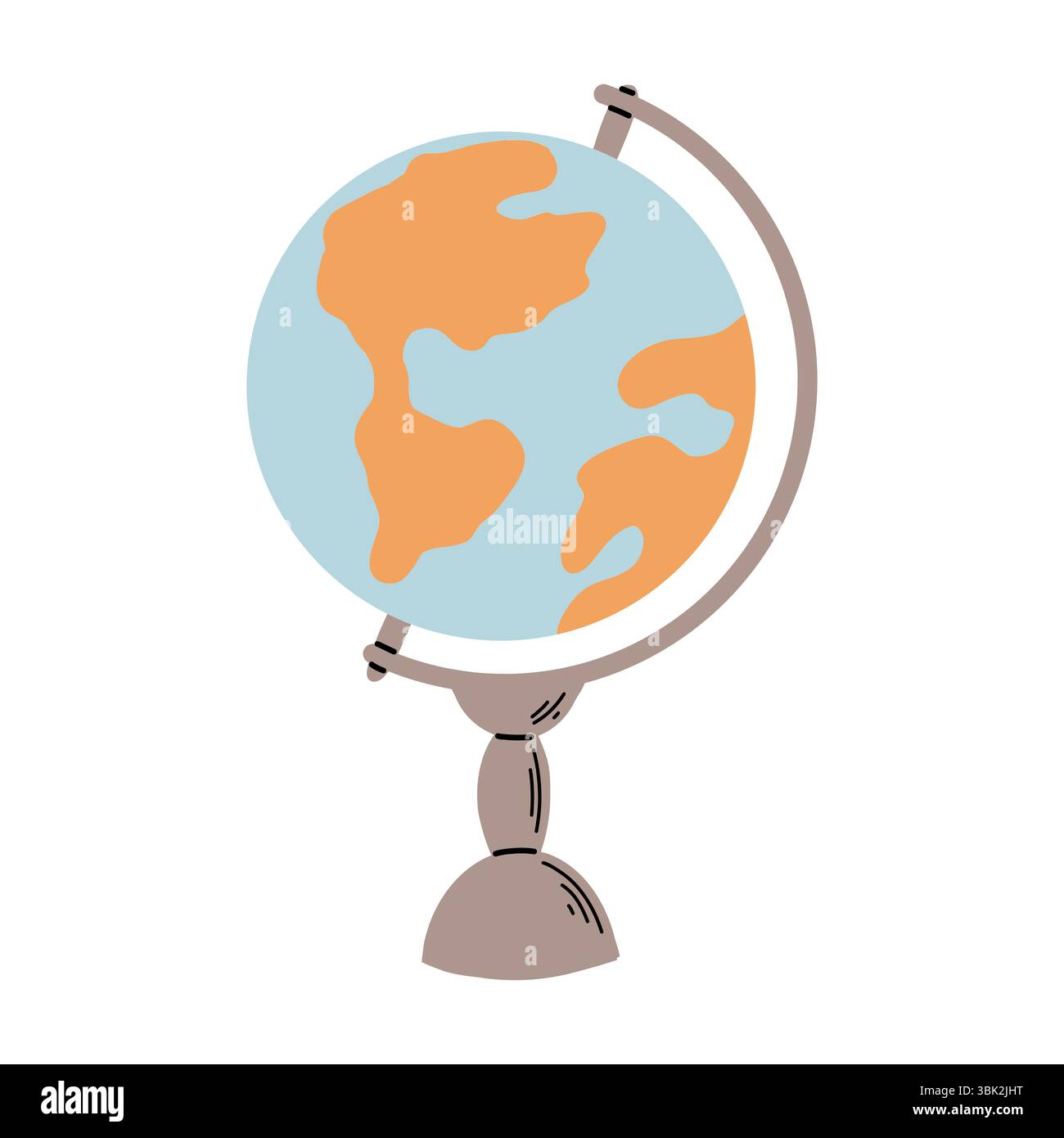 Hand Drawn Globe, Flat Cartoon Vector Illustration Stock Vector