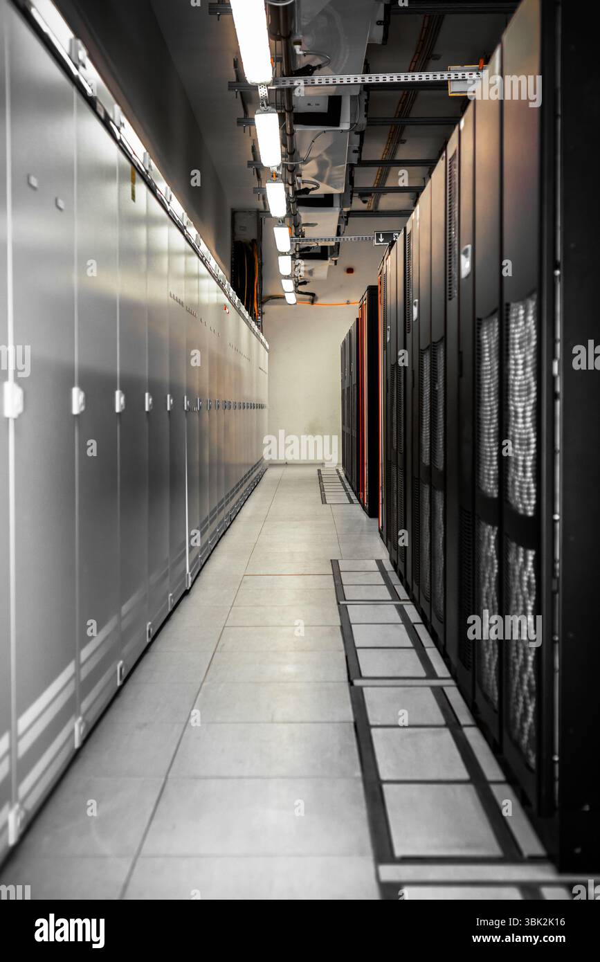 Clean industrial interior of a server room with servers Stock Photo - Alamy