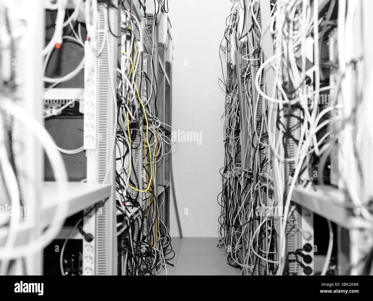 Modern computer cases in a data center Stock Photo