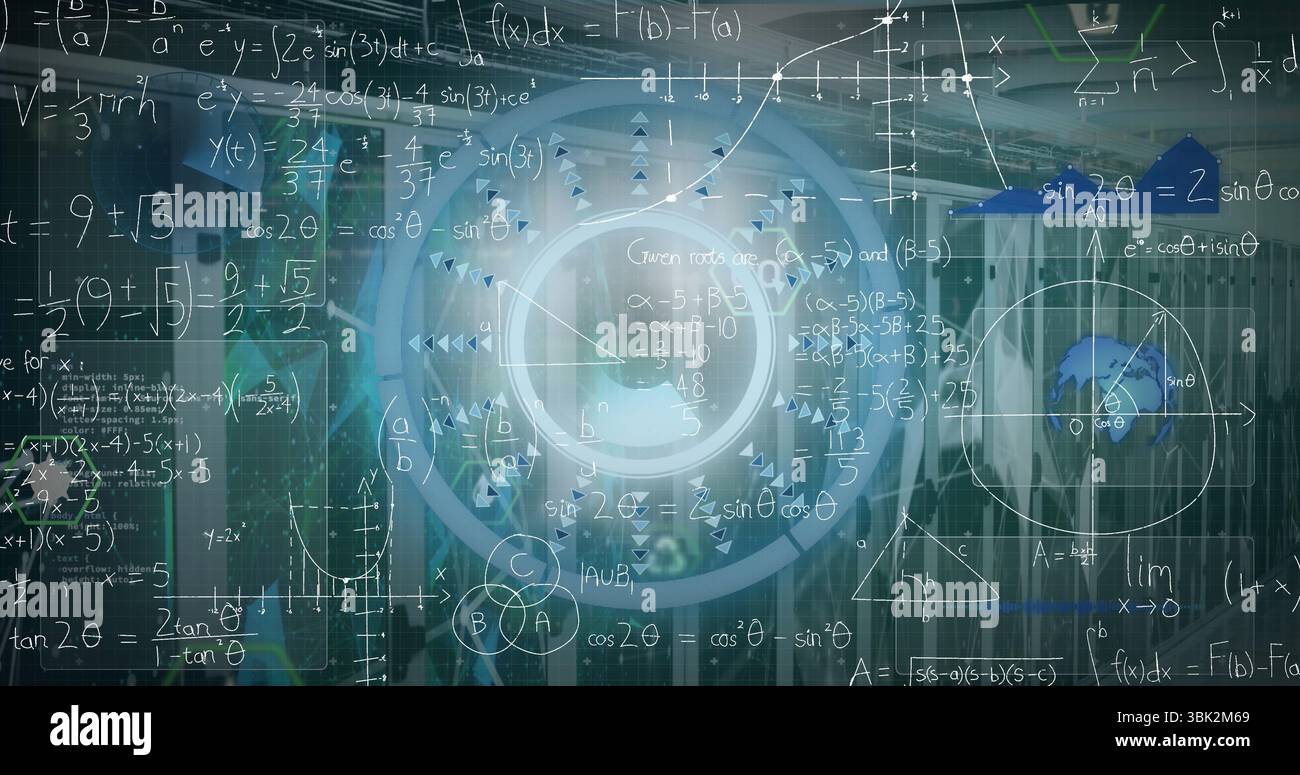 Displaying circular interface projecting math and physics formulas at ...