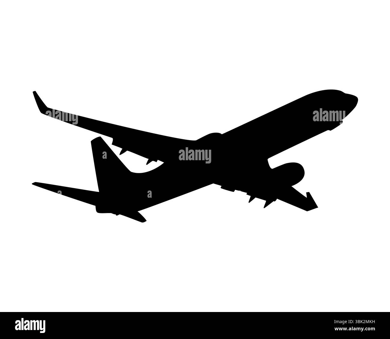 Black silhouette of passenger airplane on white background Stock Vector ...