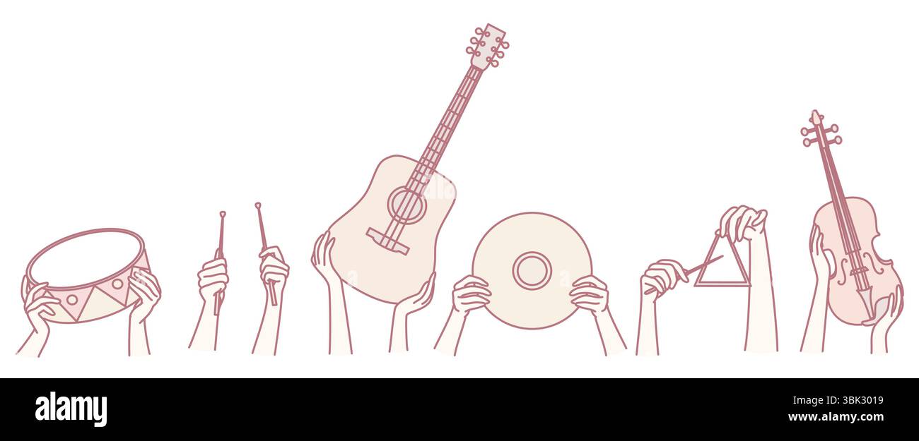 Visual Image Instrument A captivating visual of diverse musical instruments held, showcasing ...