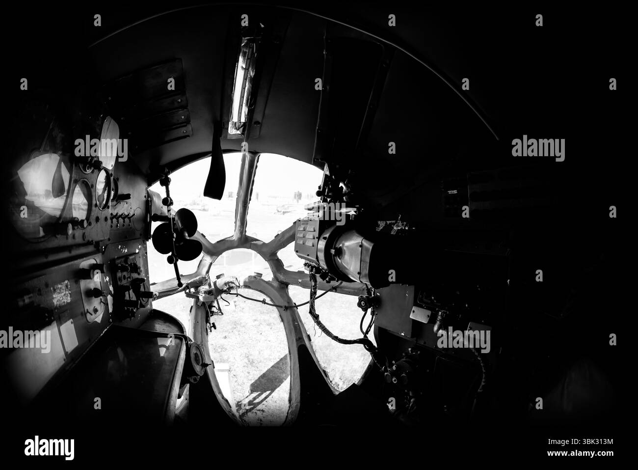 Interior of an old aircraft with control panel closeup Stock Photo - Alamy
