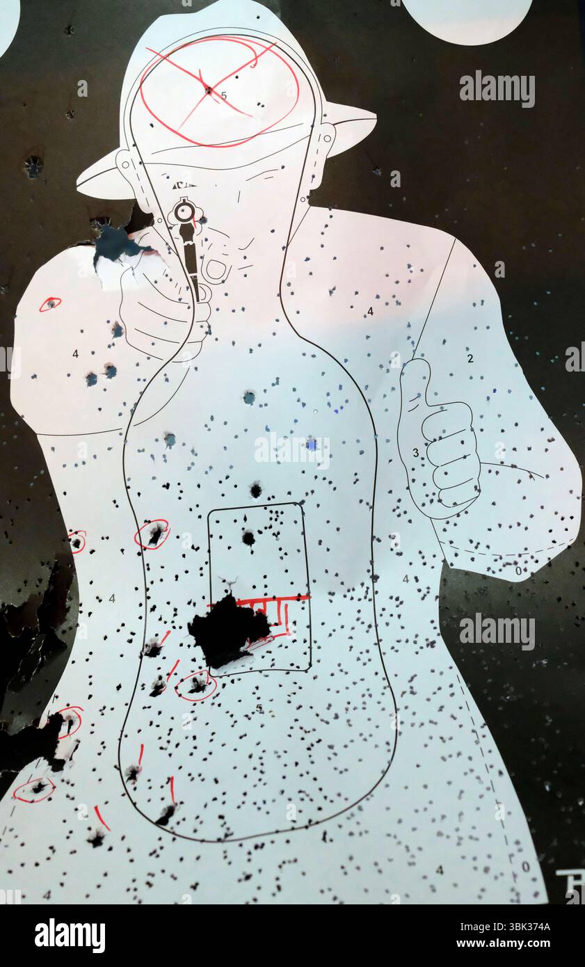 Paper target in a shooting range. Stock Photo