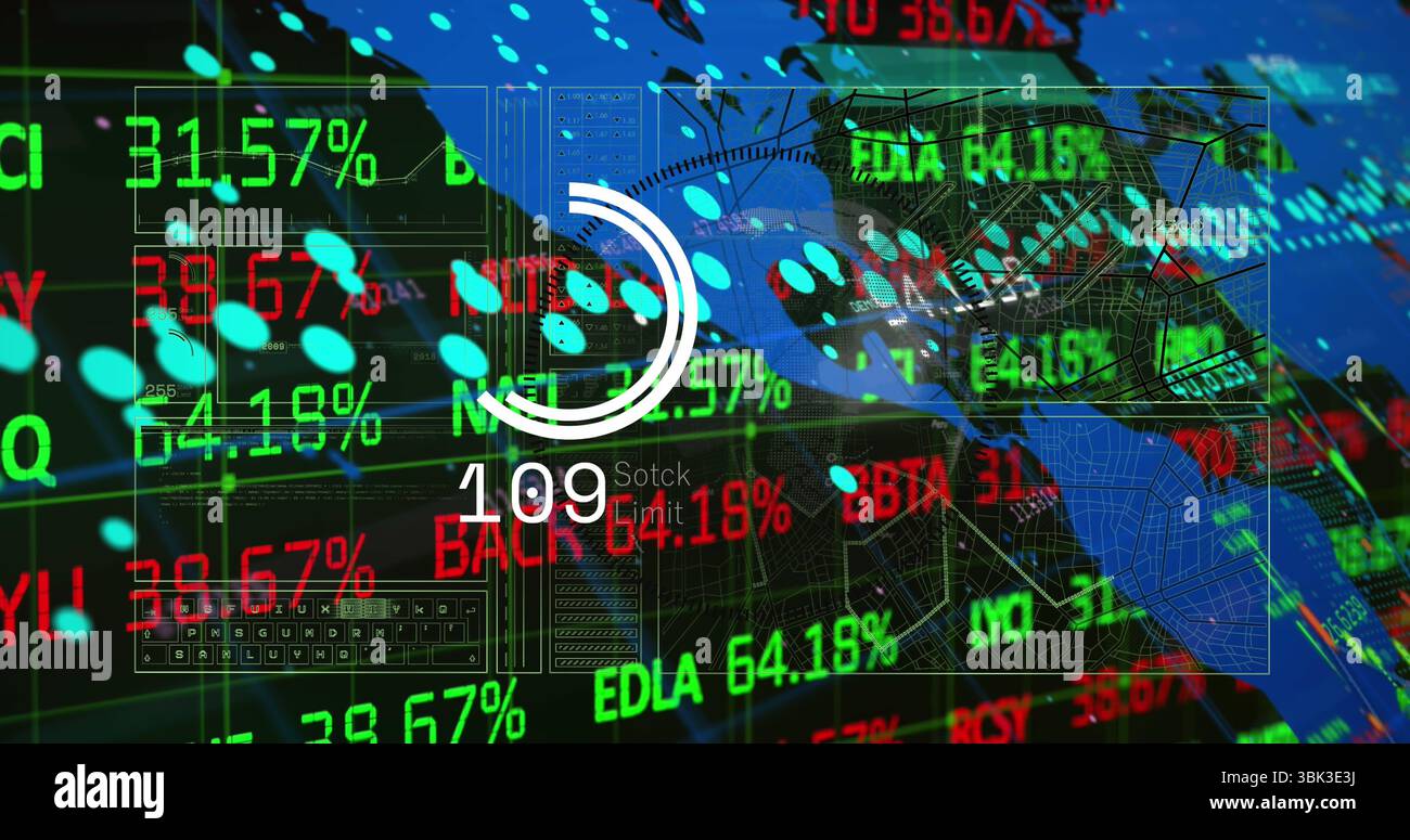 Displaying white circular progress gauge showing 109 Stock label on ...