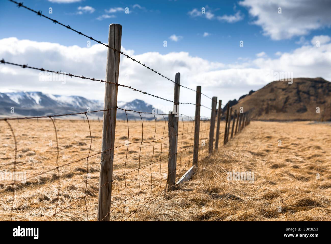 Angle shot of a farm fence outdoors Stock Photo - Alamy