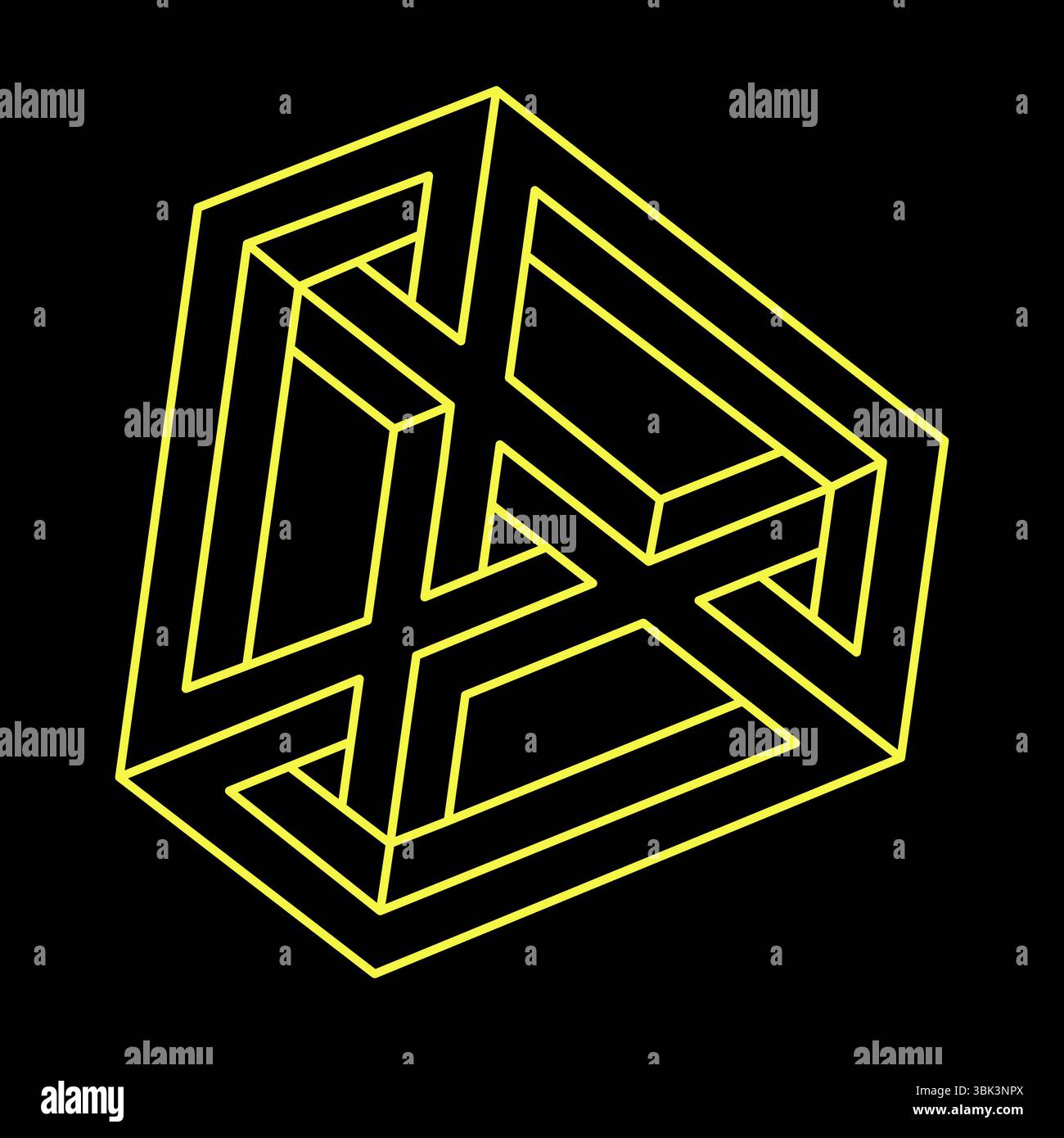 Impossible element. Line design. Impossible shapes. Optical illusion objects. Optical art.  Stock Vector