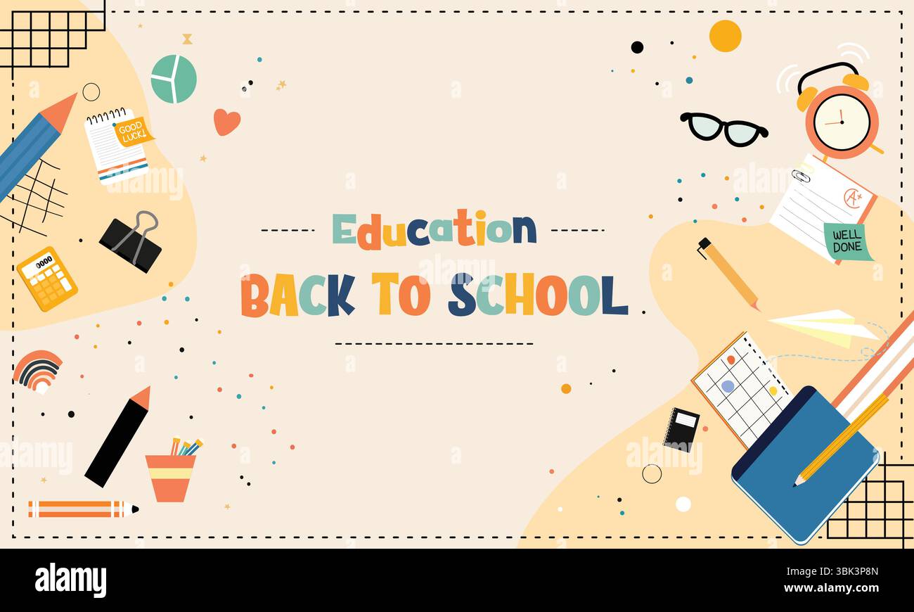 Education back to school themed stationery and learning tools vector ...