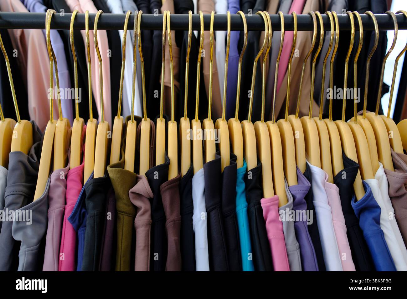 Store selling clothing of different brands for sports. Kontum. Vietnam. Stock Photo