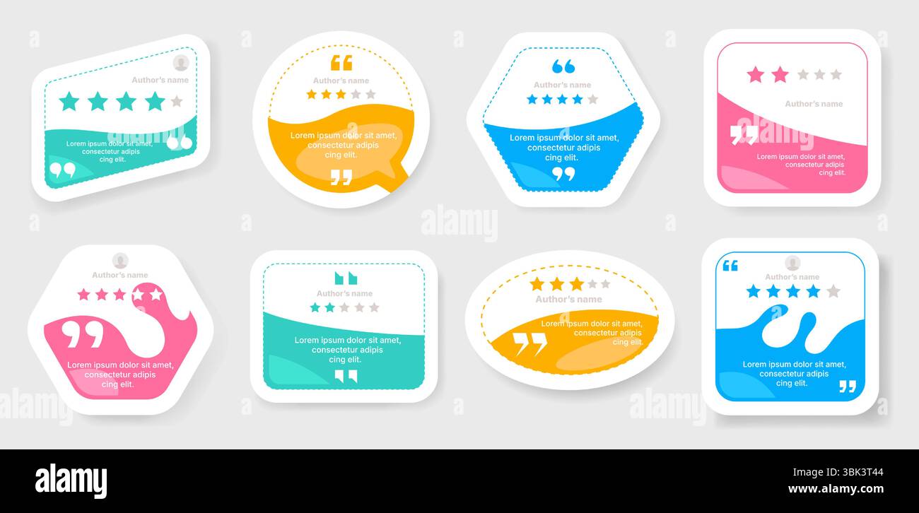 Quotes testimonial banner. Speech bubble quotation mark layout for feedback and testimony comment, creative infographic design element. Vector web Stock Vector