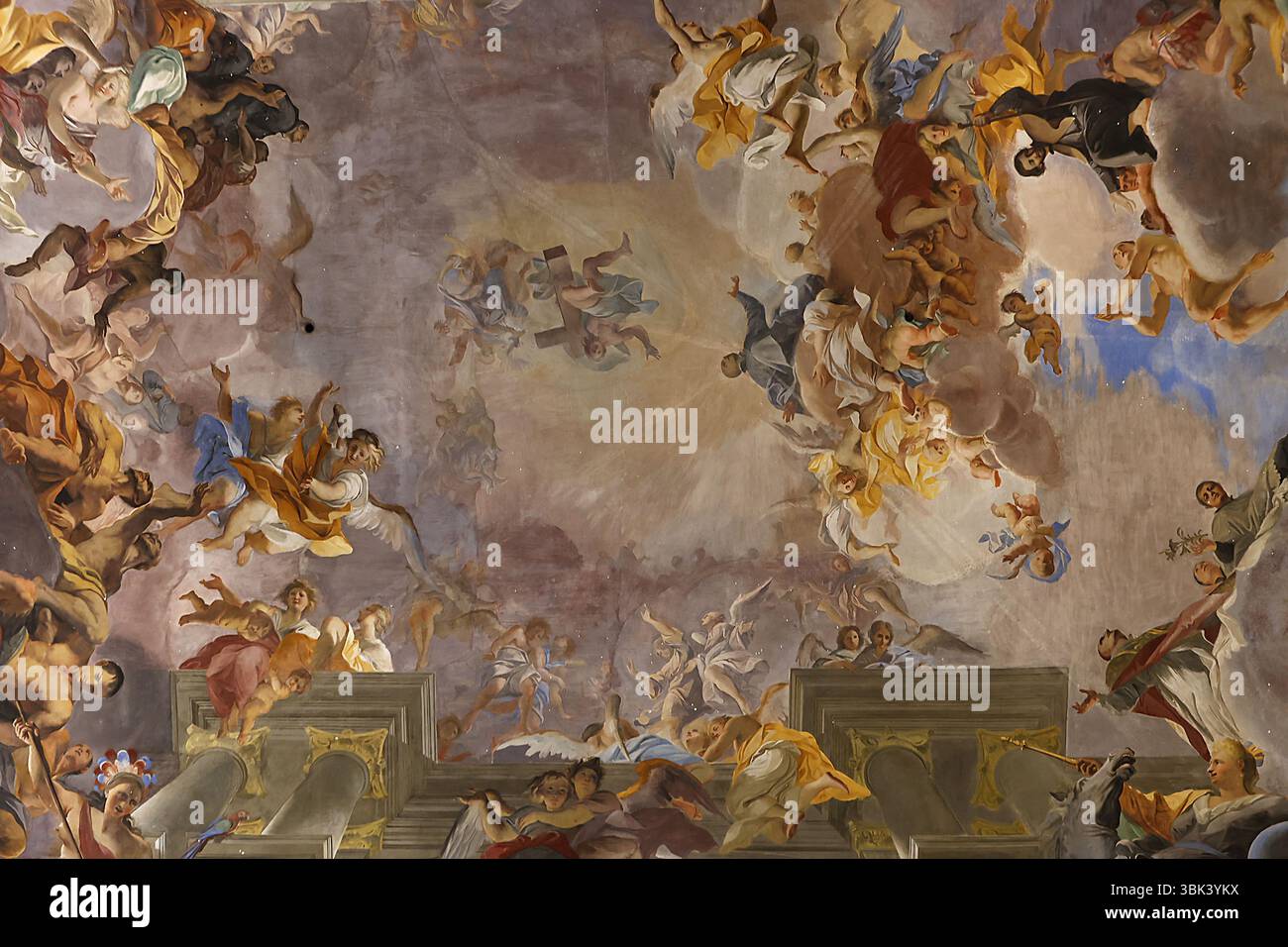Saint Ignatius of Loyola church, Rome, Italy. Ceiling frescoes. Glory ...
