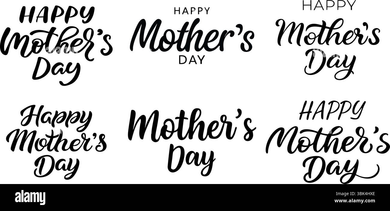Happy Mother's Day calligraphy set. Collection of letterings. Mother's ...