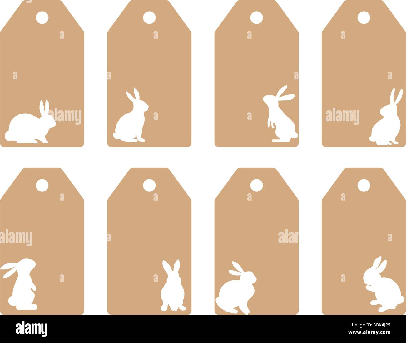 Set of price labels with Easter bunny. Craft paper or cardboard label ...