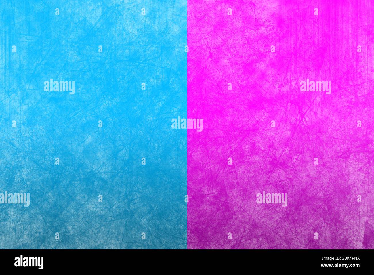 Displaying abstract split background with light blue panel and magenta-pink gradient scratchy lines Stock Photo