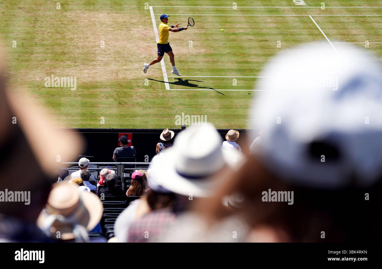 Roberto Bautista Agut in action against Jakub Mensik on day ten of the