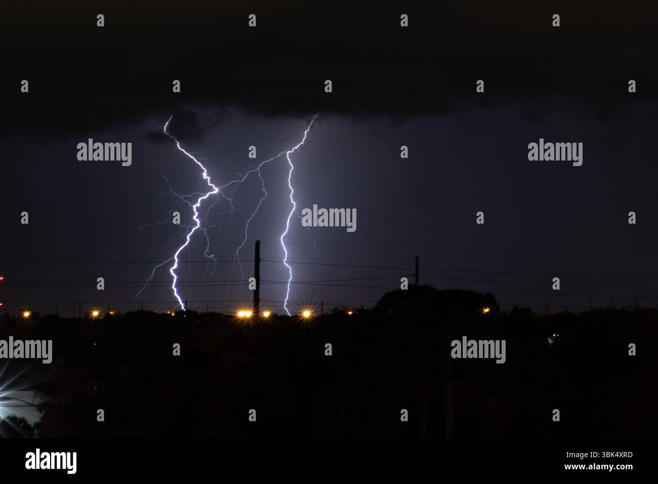 Lightning Strikes at night in a Tropical Storm Stock Photo - Alamy