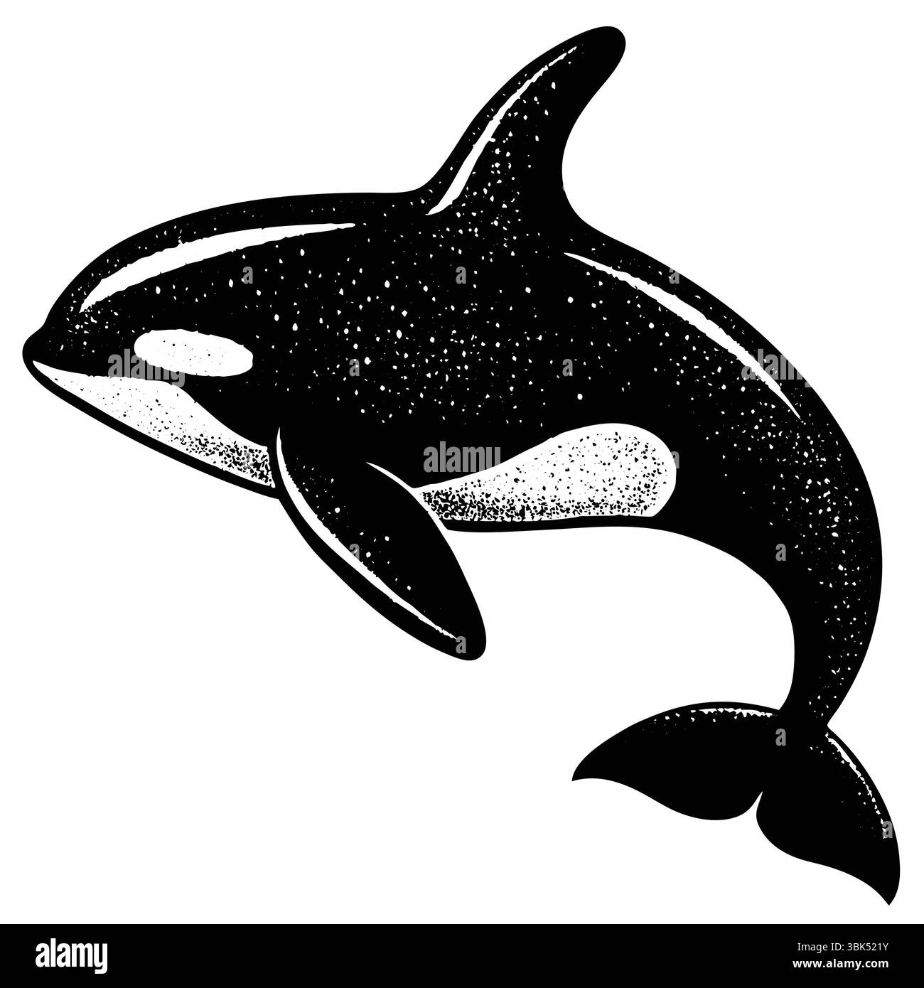 Detailed artistic illustration of a majestic orca whale in a unique ...