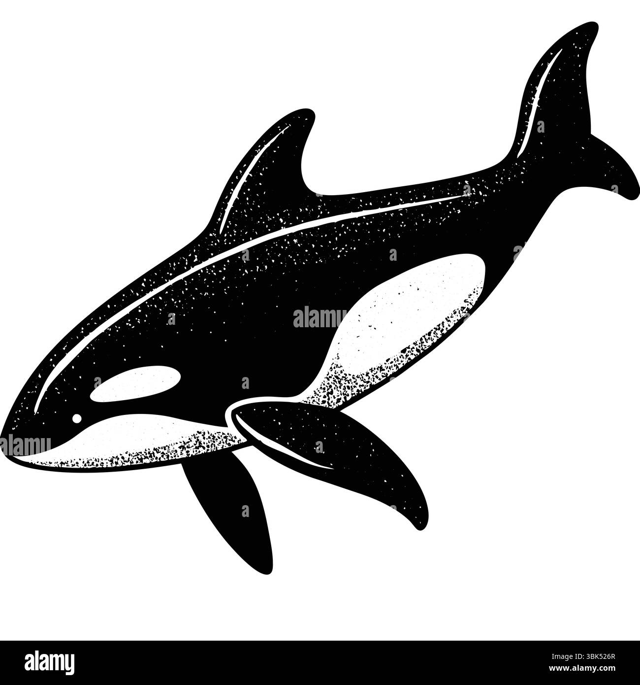 Detailed artistic illustration of a majestic orca whale in a unique ...