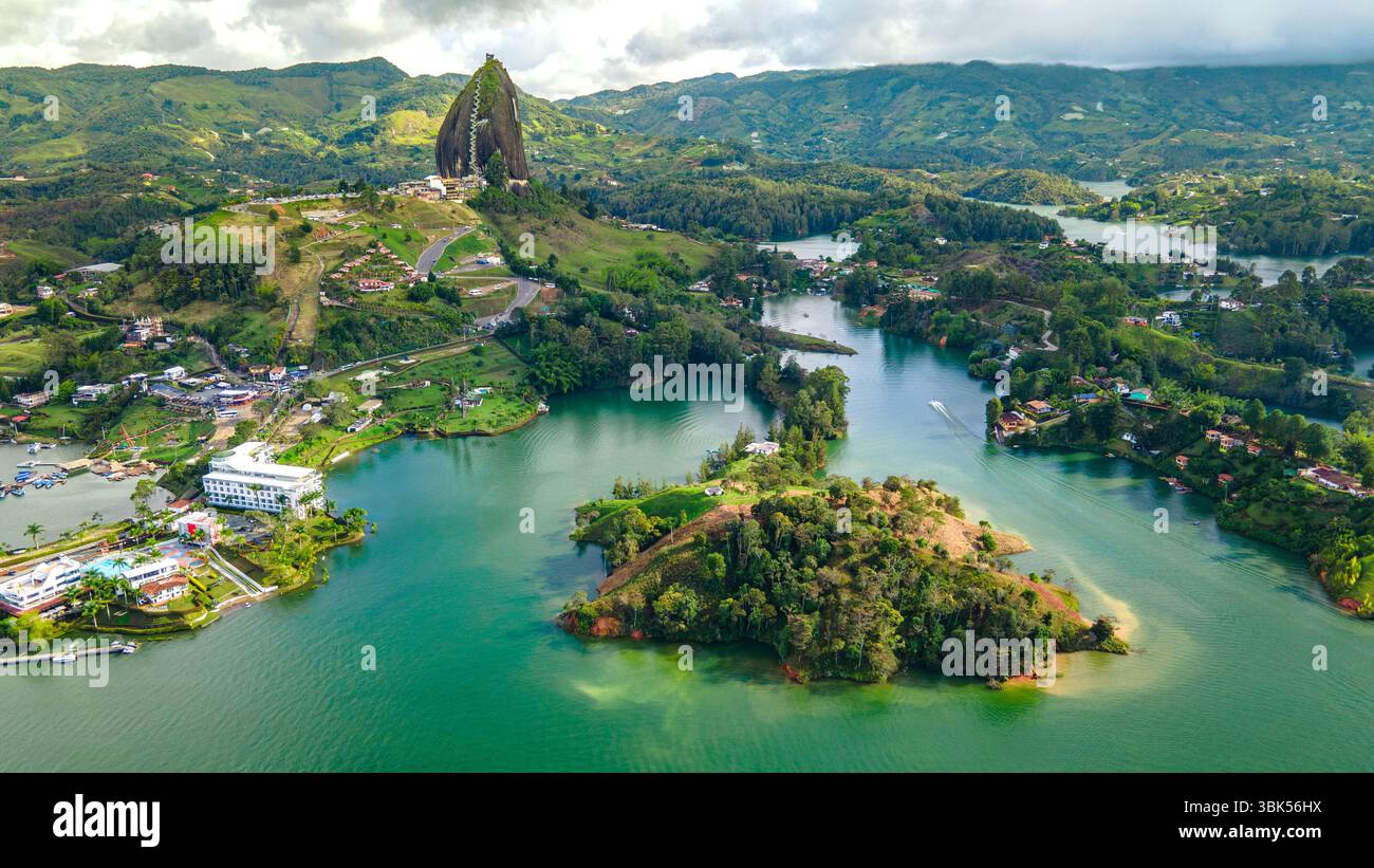 Stunning Aerial Landscape Of Guatape Showcasing The Iconic El Pe ol 