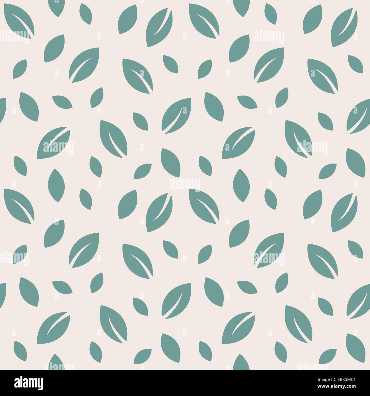 Vector seamless pattern featuring scattered green leaves on a beige background. Stock Vector