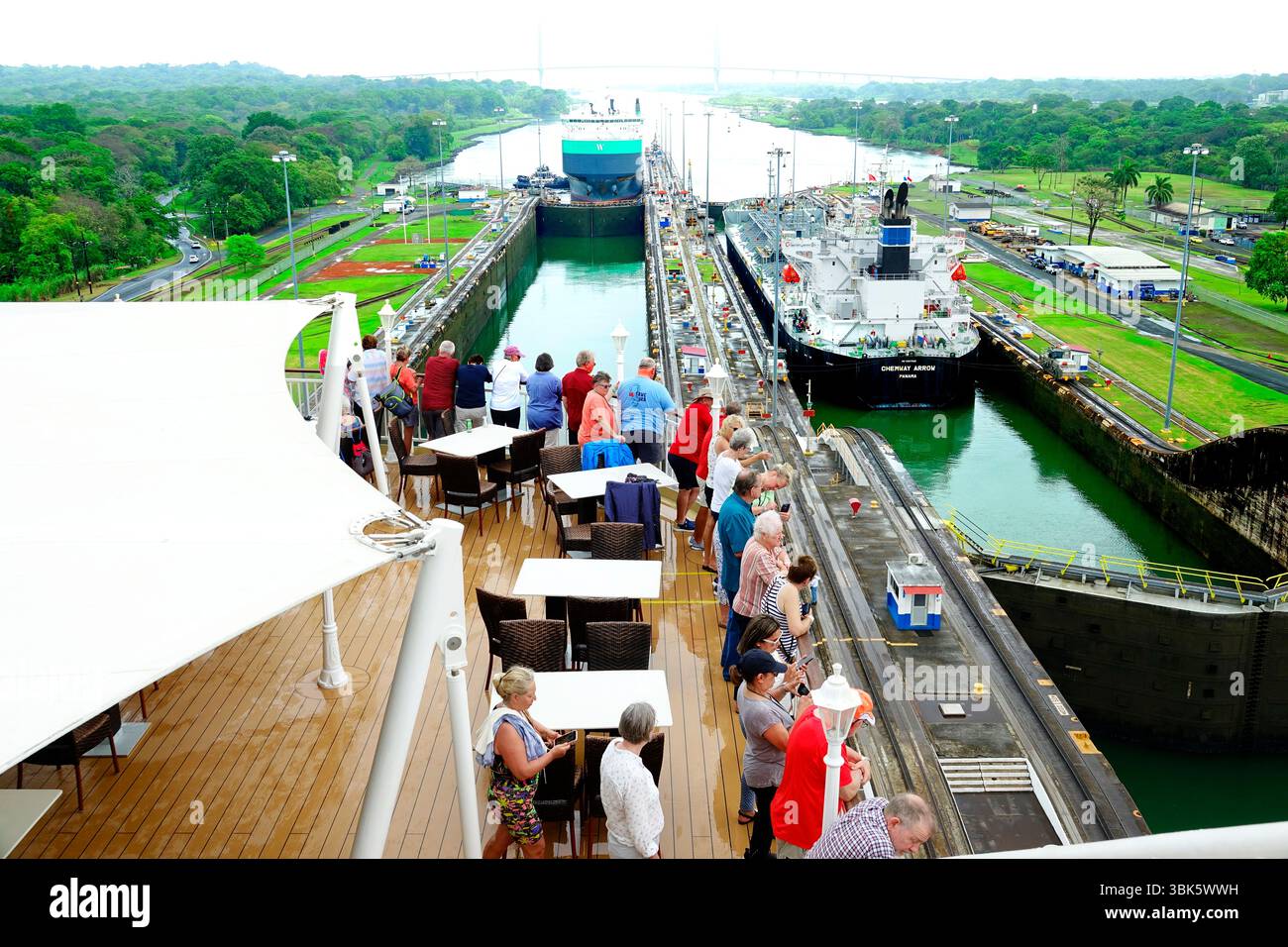 Panama Canal Gatun Locks connecting the Atlantic and Pacific Ocean in ...