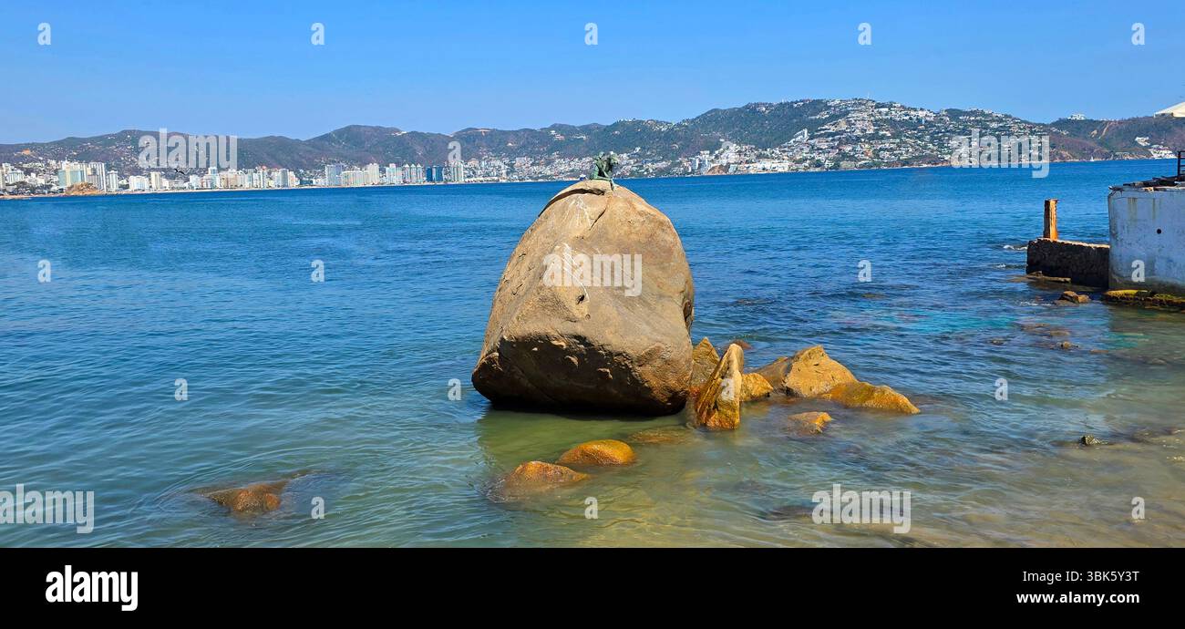 Statue of the Siren Rock Old Town Acapulco Mexico Playa Las Hamacas ...