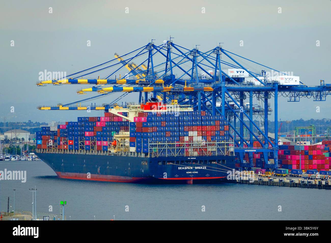 Container Ships at Port of Los Angeles and World Cruise Center San ...