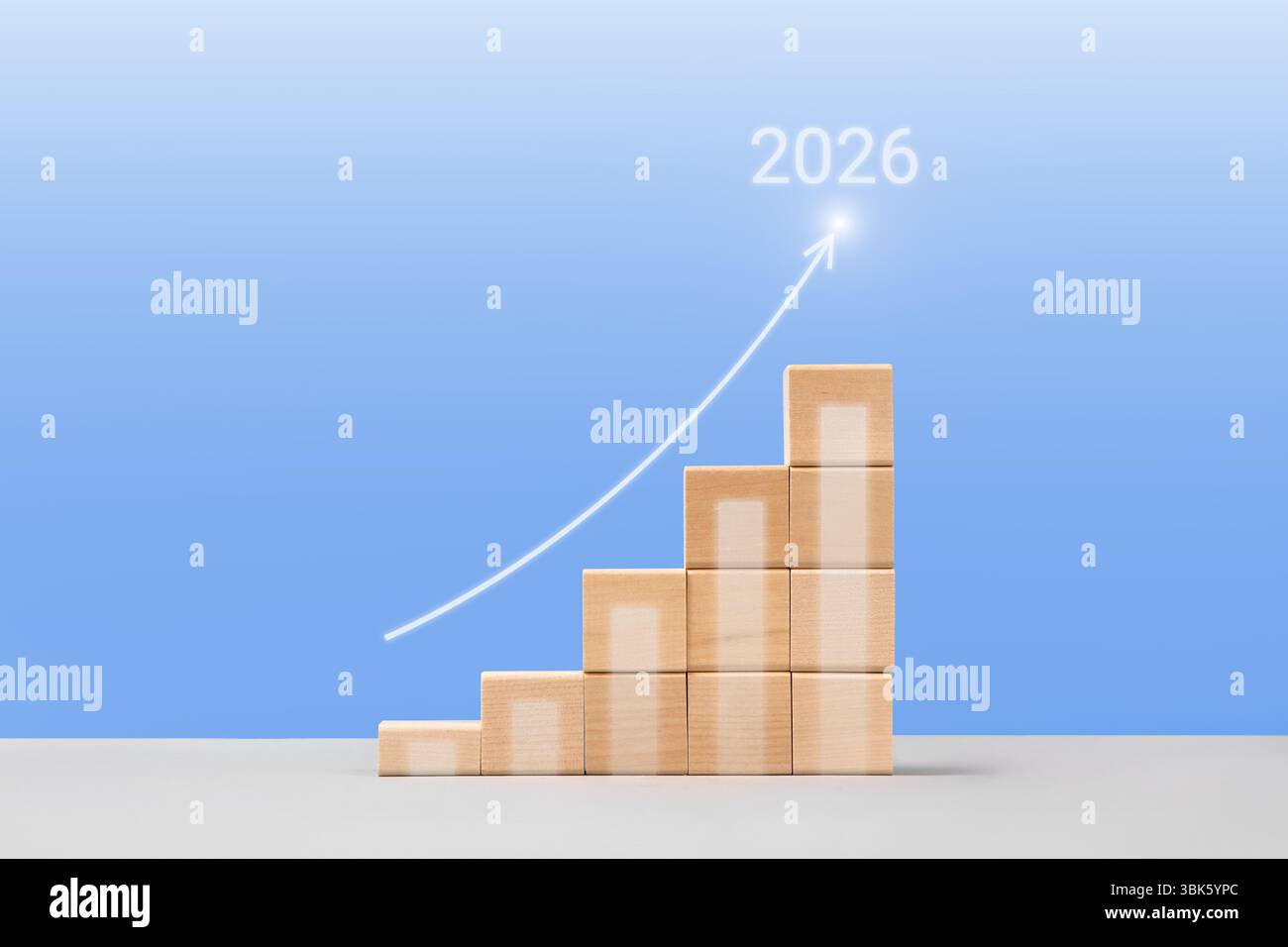 Wooden cubes with numbers 2026 are a symbol of success. Development to ...