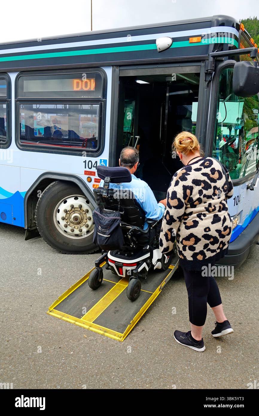 Handicapped passenger boards publicc transportation with ramp Ketchikan ...