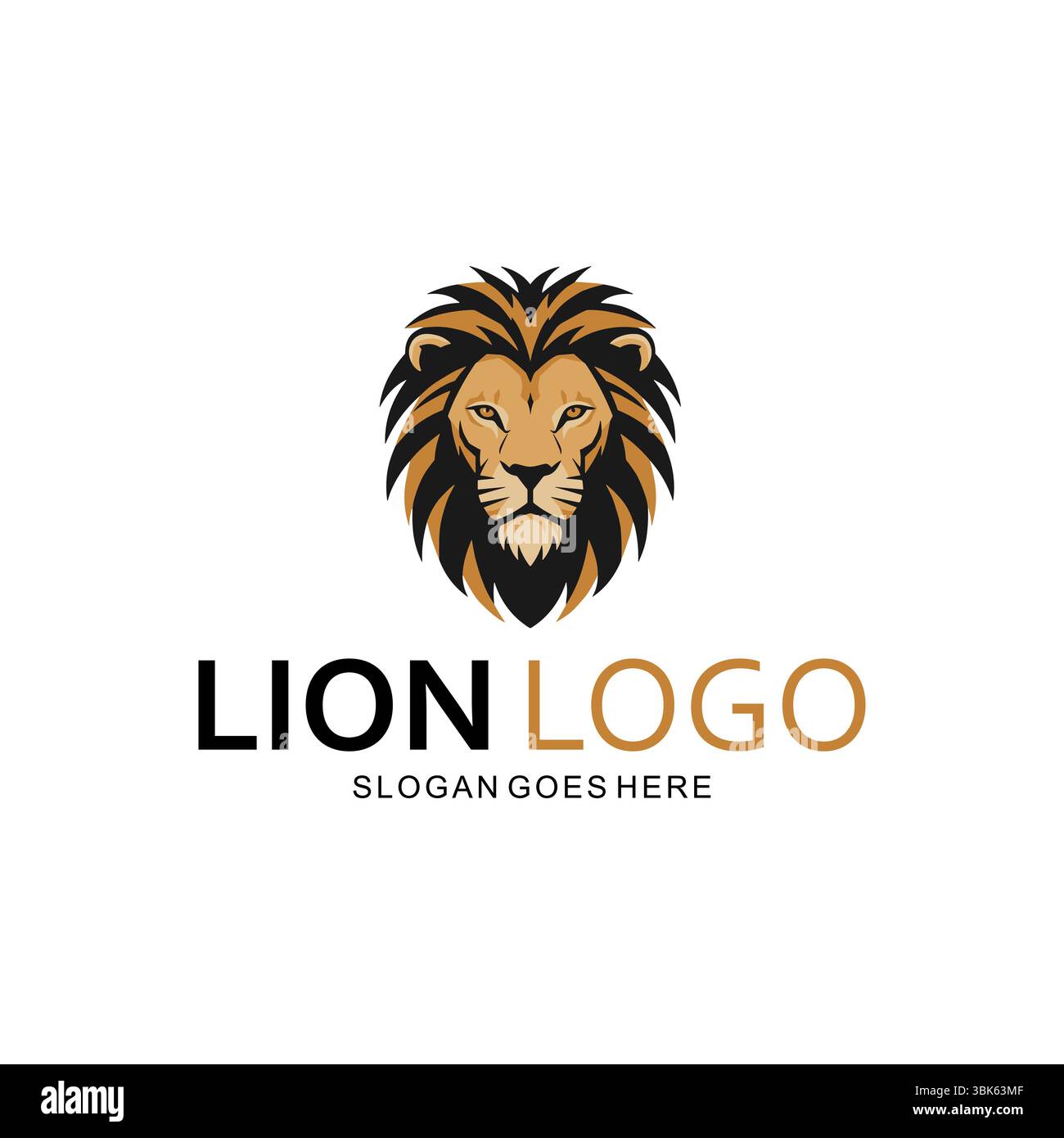 Vector illustration of lion head logo on white background Stock Vector ...