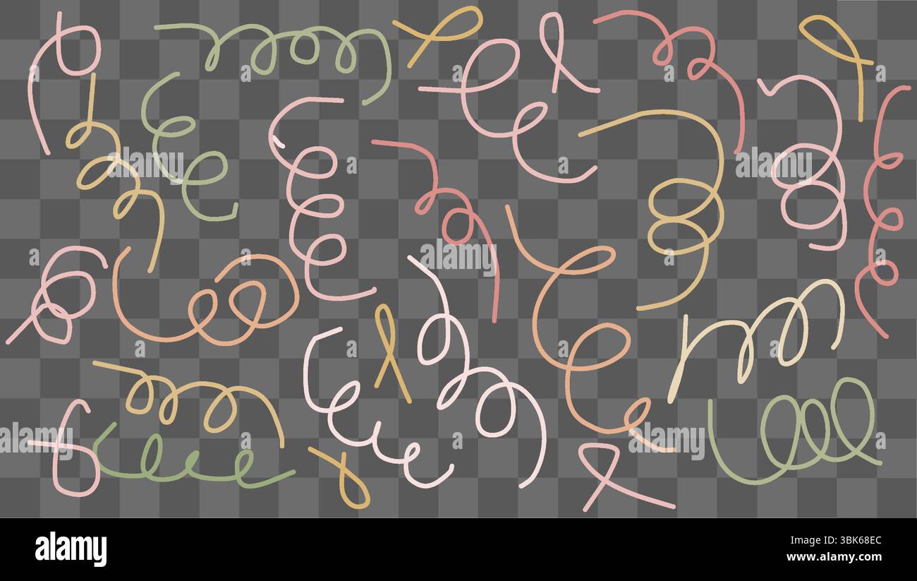 Intricate hand-drawn doodles feature colorful swirls and loops, emphasizing creativity and playfulness. Perfect for design applications or artistic Stock Vector