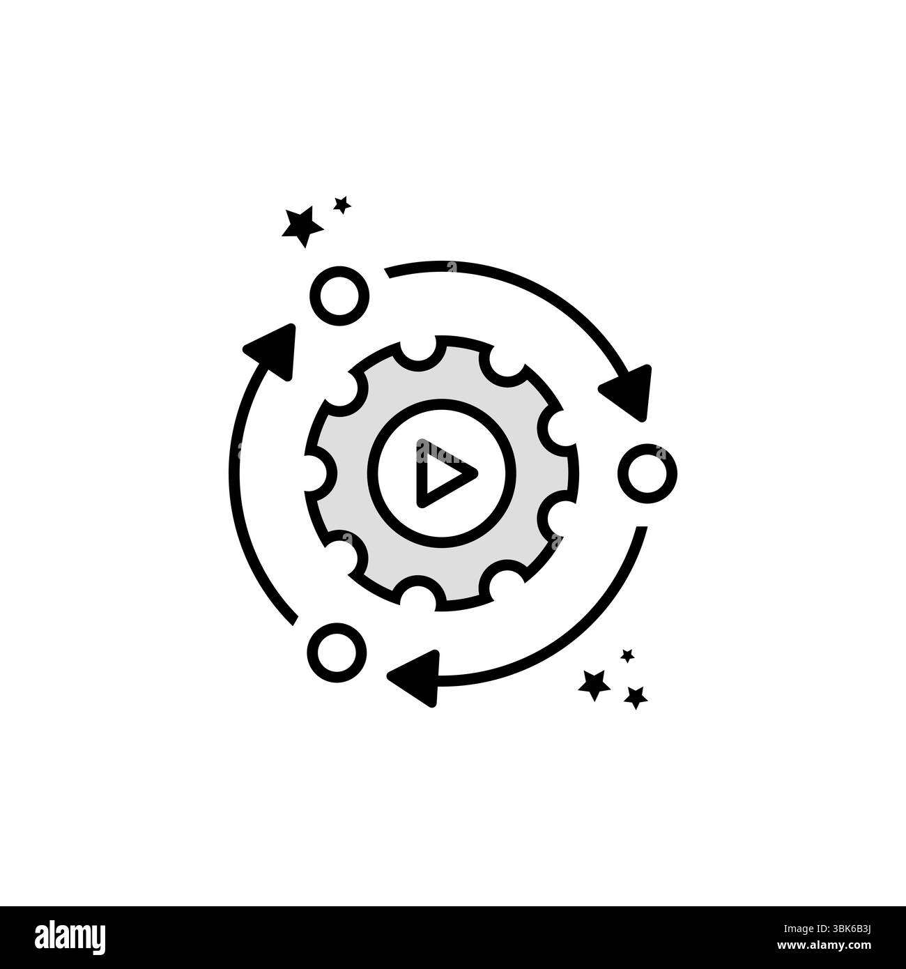 Gear and Circular Arrows Representing Ongoing Workflow Optimization and Automation in Technological Systems Stock Vector