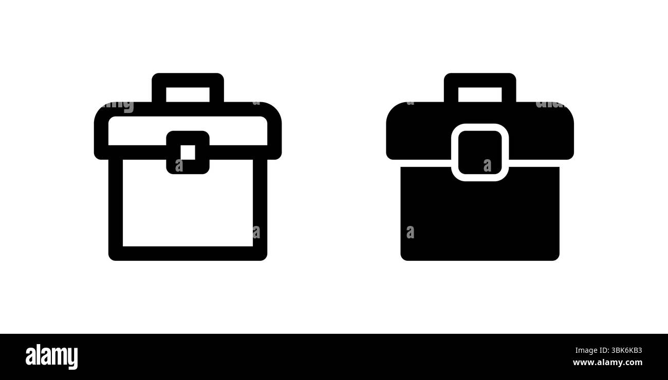 Toolbox icon set representing container for tools and equipment used in construction or maintenance. Stock Vector