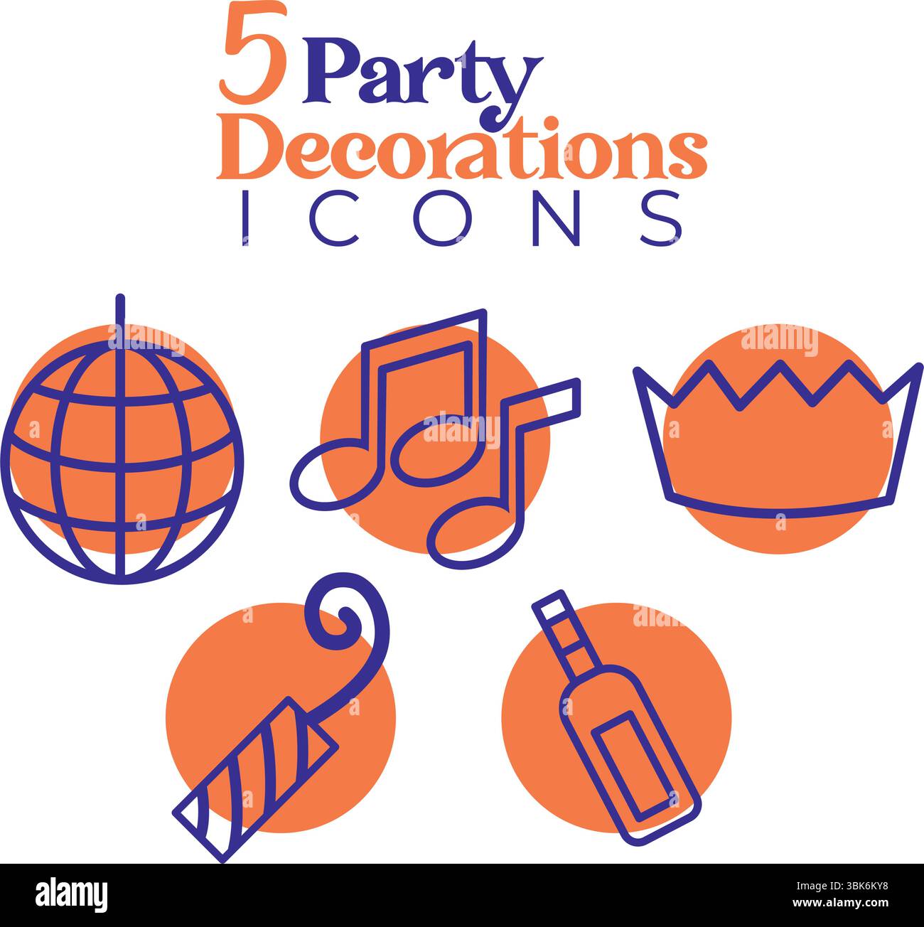 Simple five icon party set. Vector Stock Vector