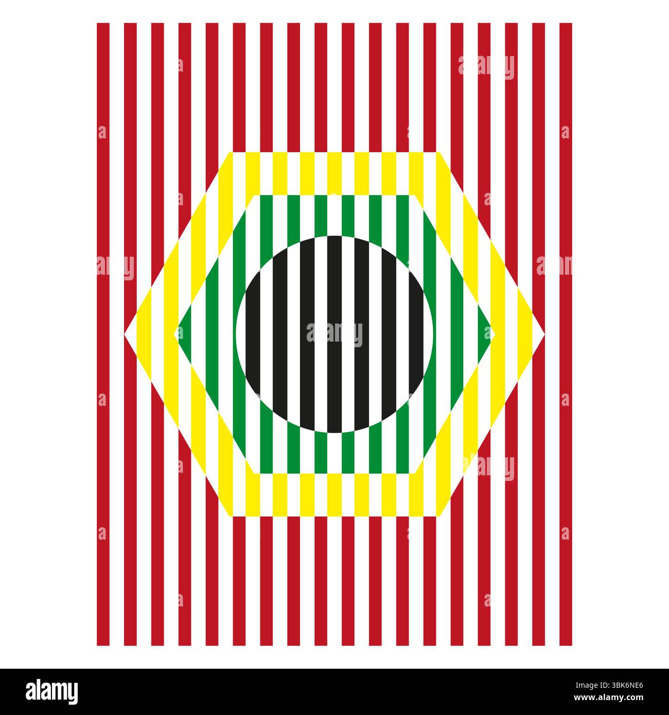 Hexagon line icon. Color striped figure. Central oval shape. Vector ...