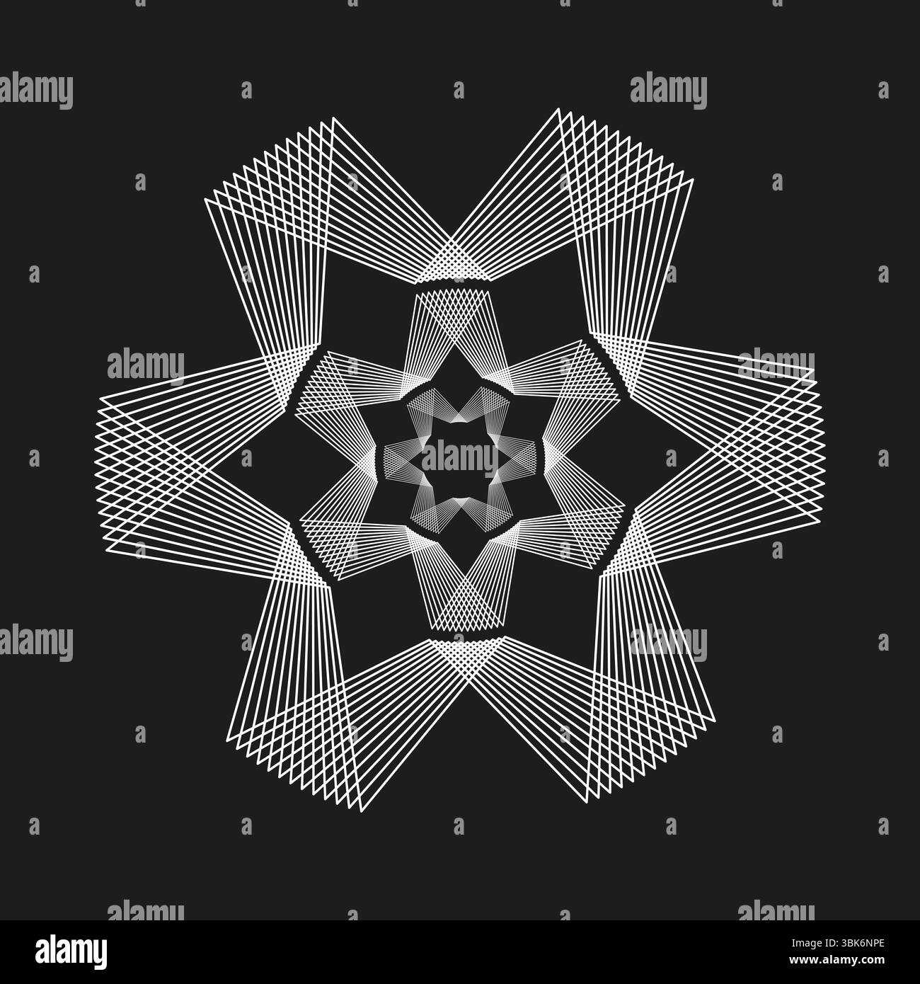 Wireframe star icon. Symmetric mesh structure. Abstract 3d vector. Bold ...