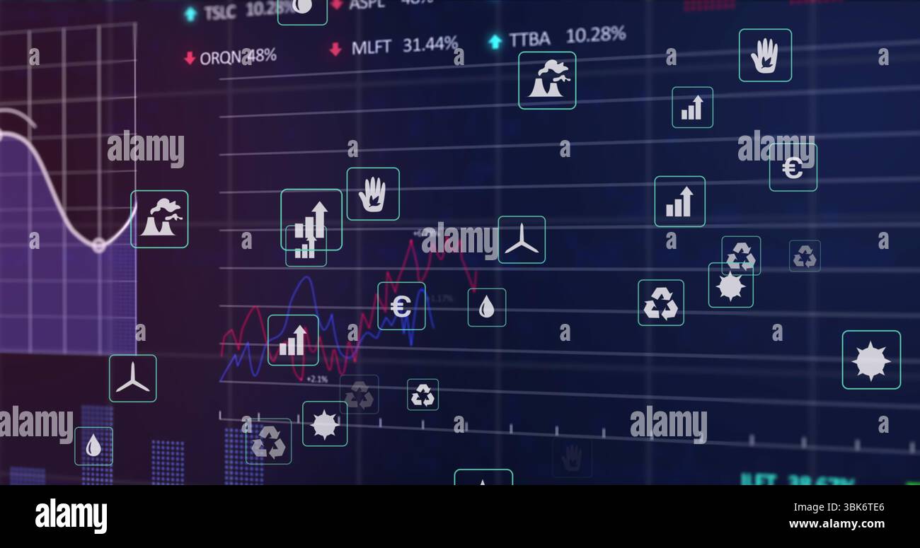 Displaying data dashboard on console, with wind turbine, factory, line ...
