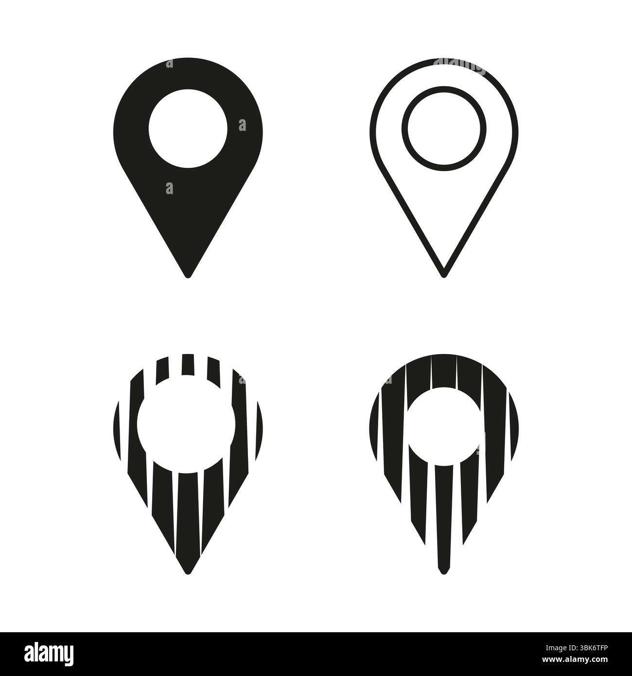 Location pin icons. Map pointer symbols. GPS marker set. Navigation Vector elements. Stock Vector