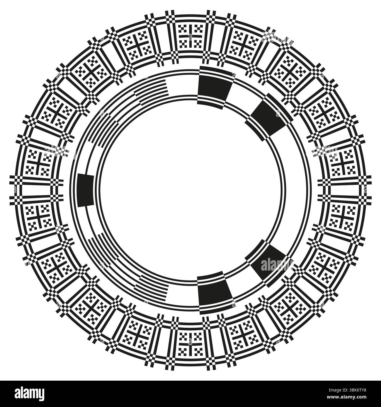 Futuristic ring icon. Circuit gear pattern. Vector techno circle. Abstract symmetrical form. Stock Vector