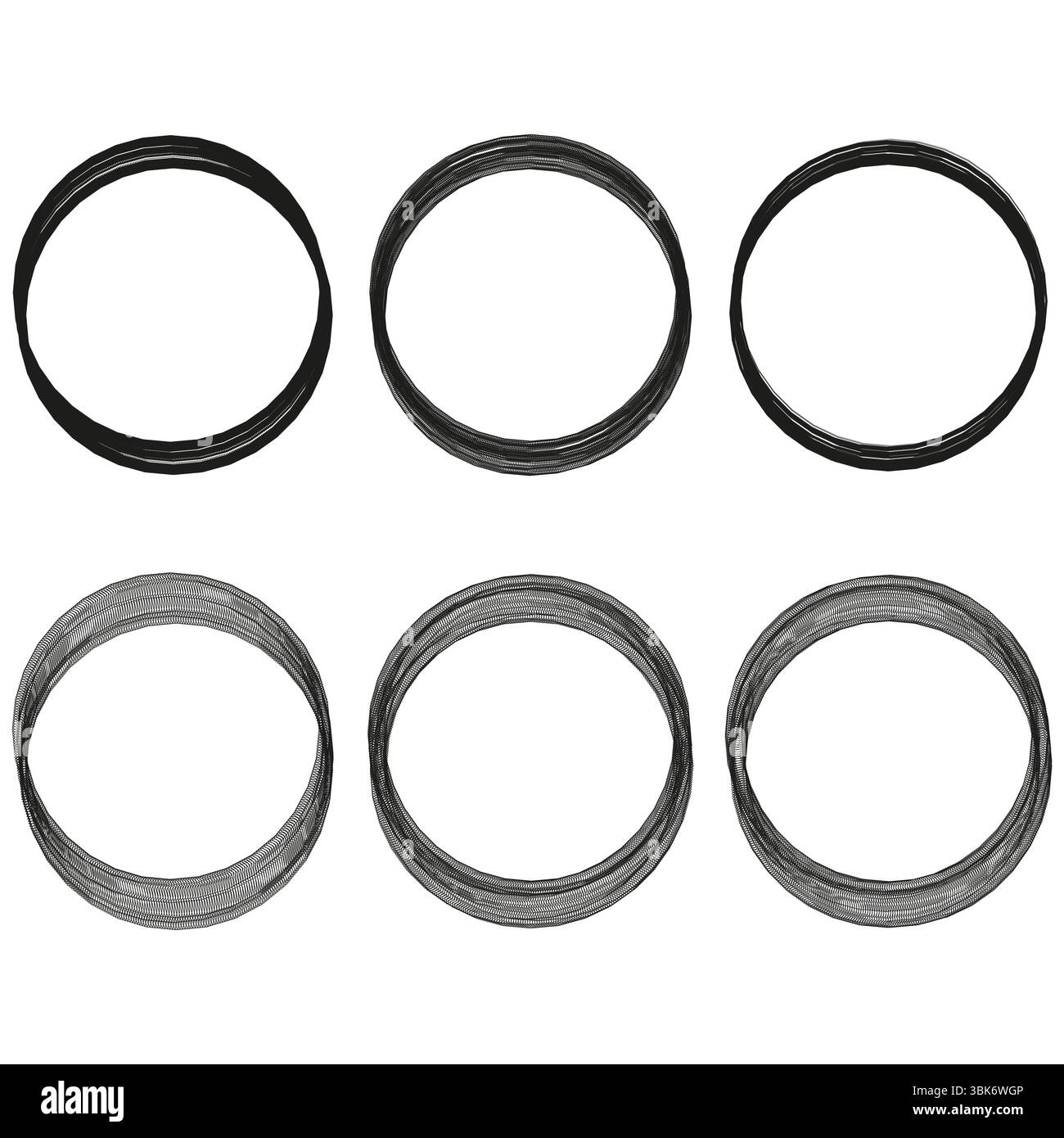 Outlined circular rings. Abstract round strokes. Minimal loop shapes. Vector geometry form. Stock Vector