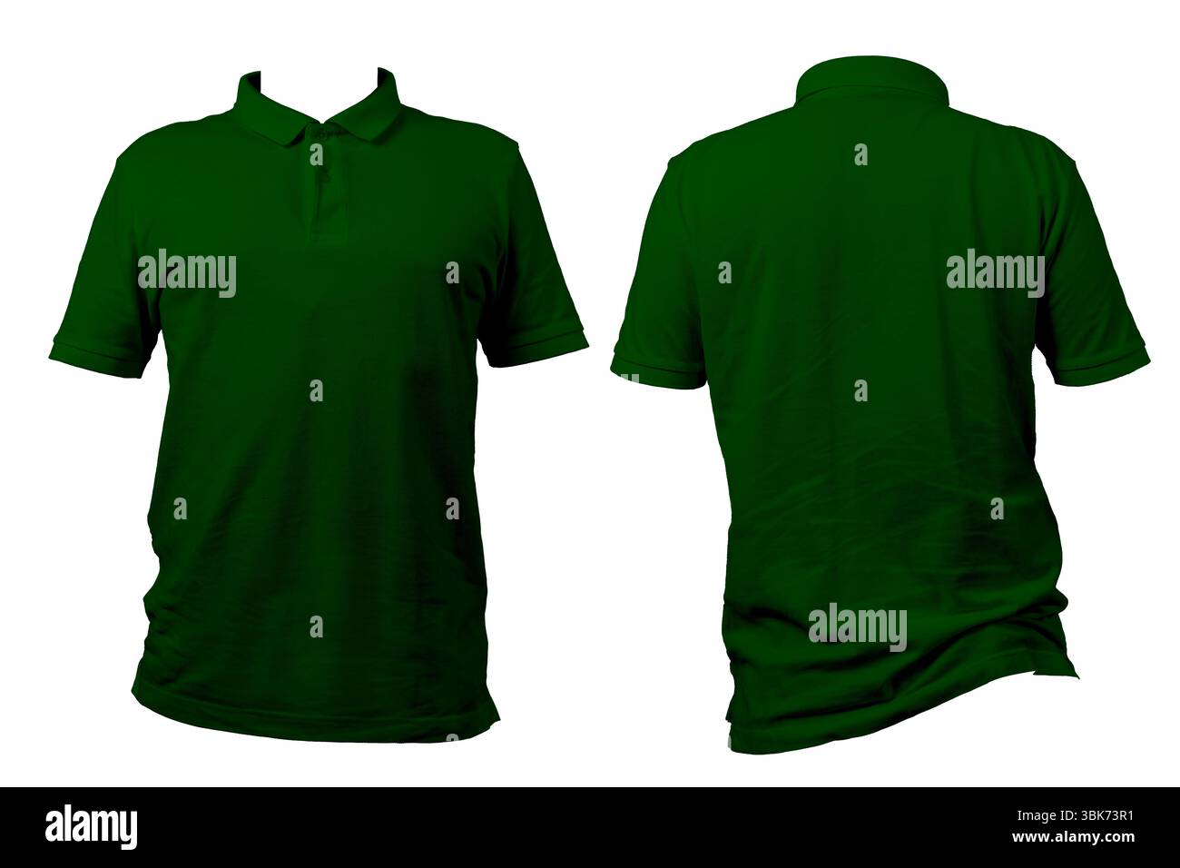 Front and back view of green polo shirt isolated on white background ...